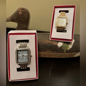 Kessaris set of 2 Gold and Silver tone quartz watches in gift boxes